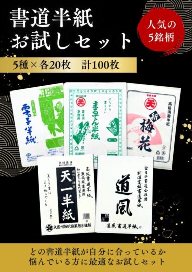 書道半紙 お試しセット販売中|おすすめの選び方も解説!初心者・書道教室に人気の5種を比較体験 | 機能紙選定ナビ