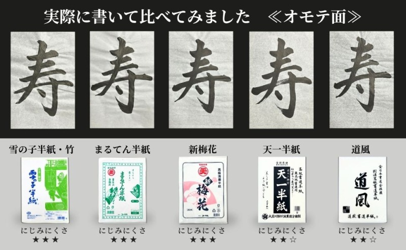 表面書き比べ