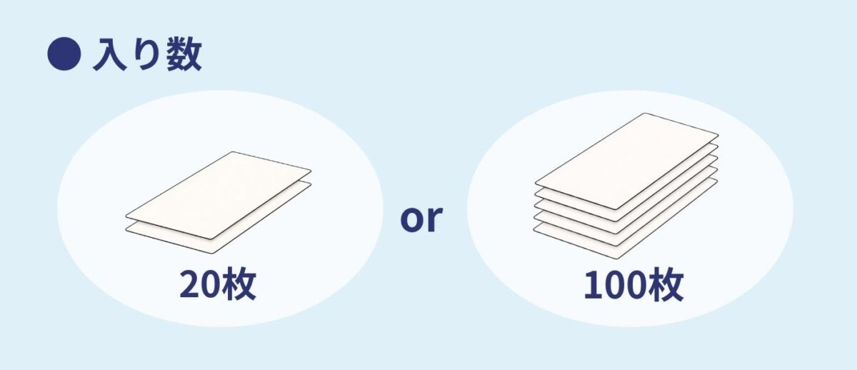長尺用紙20枚と100枚のパッケージ比較イメージ