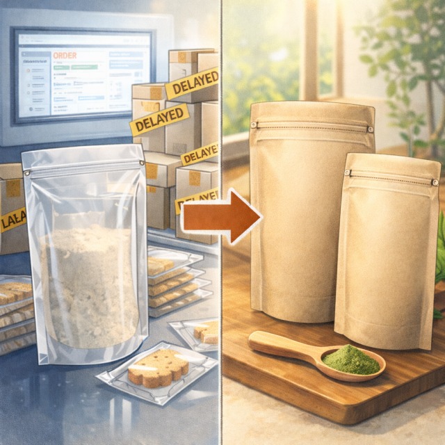 プラスチックパウチから紙製パウチへ切り替え画像